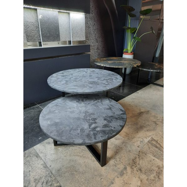 Salontafel met granieten Matrix blad, diameter 80cm - Afbeelding 2