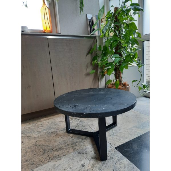 Salontafel met granieten blad Mathi Grey, diameter 58cm