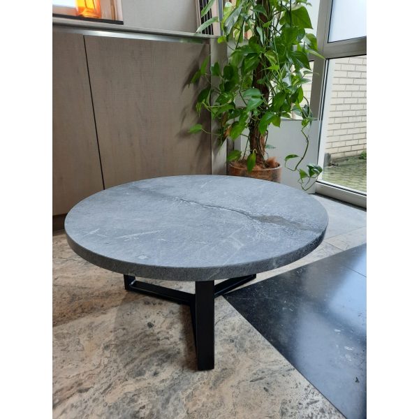 Salontafel met granieten Sky Blue blad, diameter 68,5cm