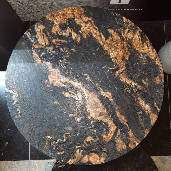 Salontafel met granieten Taurus Black blad, diameter 80cm