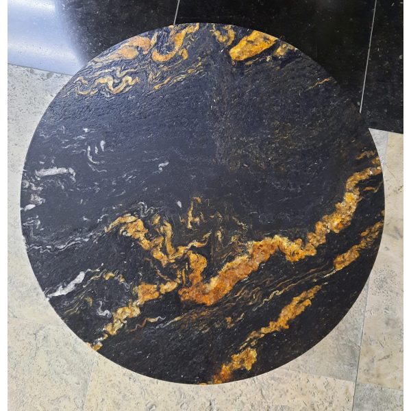 Salontafel met granieten Taurus Black blad, diameter 60cm